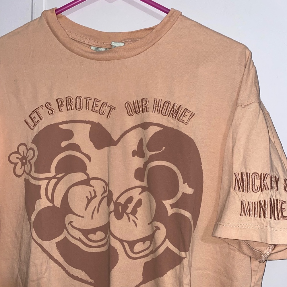 Disney Mickey & Minnie “Let’s protect our home” graphic shirt - light pink
